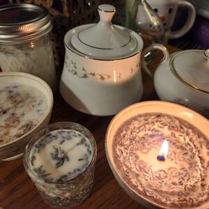 COPY - Artisan handpoured Scented Candles in Vintage reusable dishes
